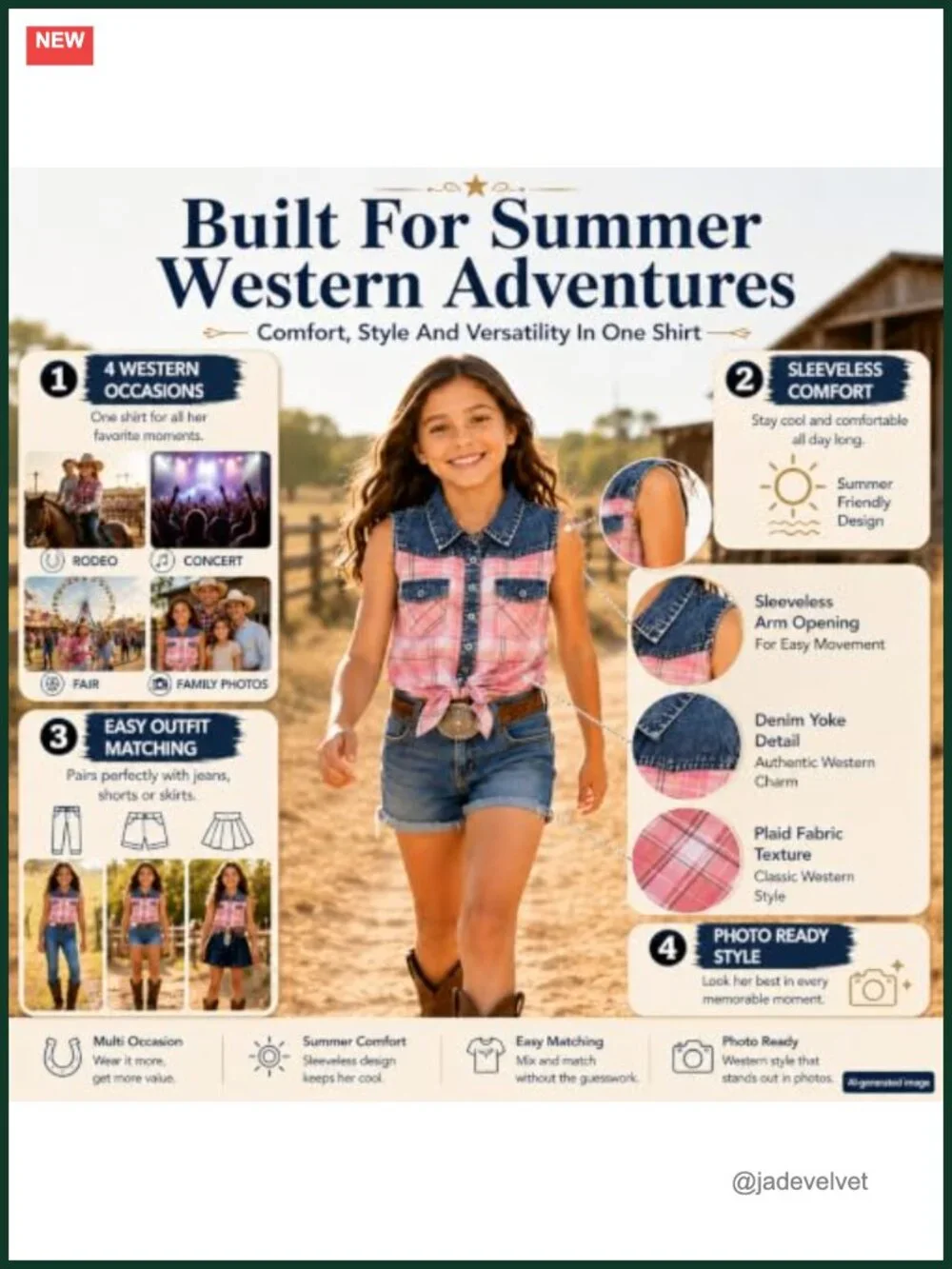 Girls Cowgirl Plaid Sleeveless Button Down Crop Tank Top